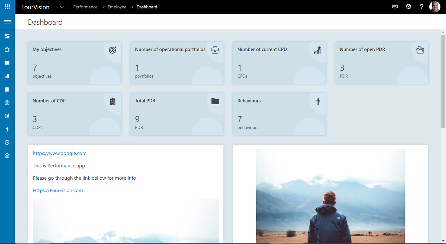 Performance Management Web App Microsoft Dynamics 365 HR Dashboard FourVision