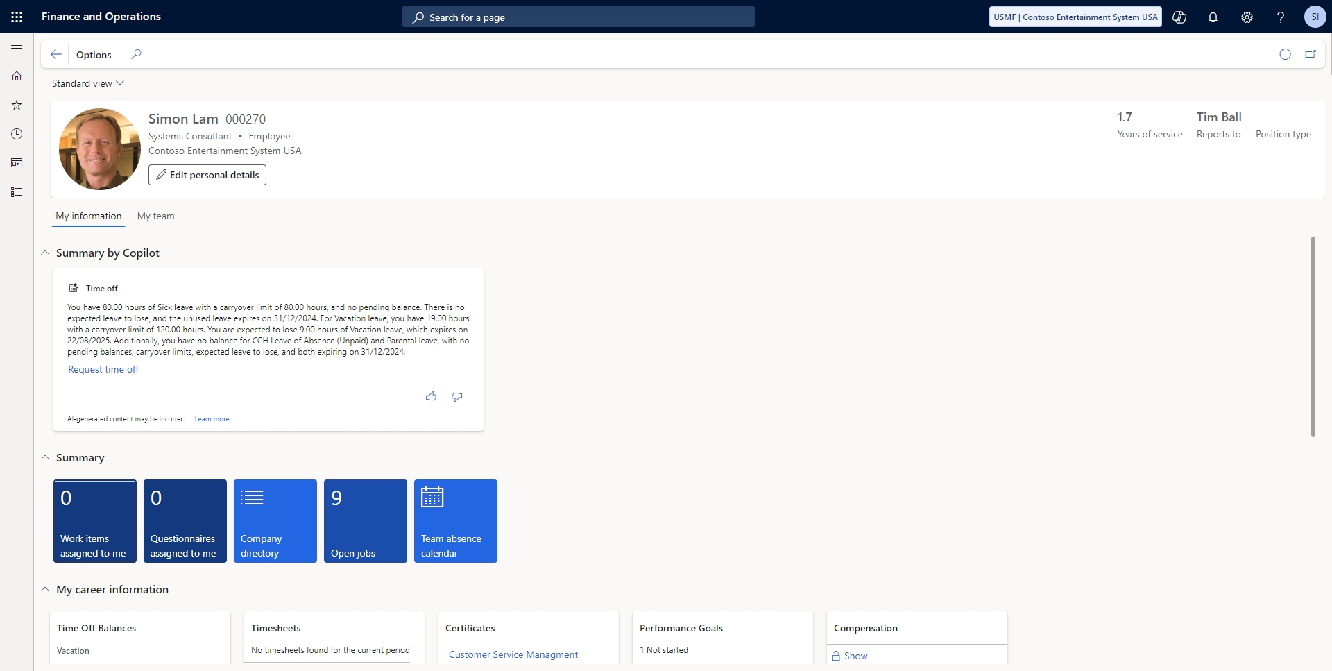 Employee Self-Service Portal in Dynamics 365 FO