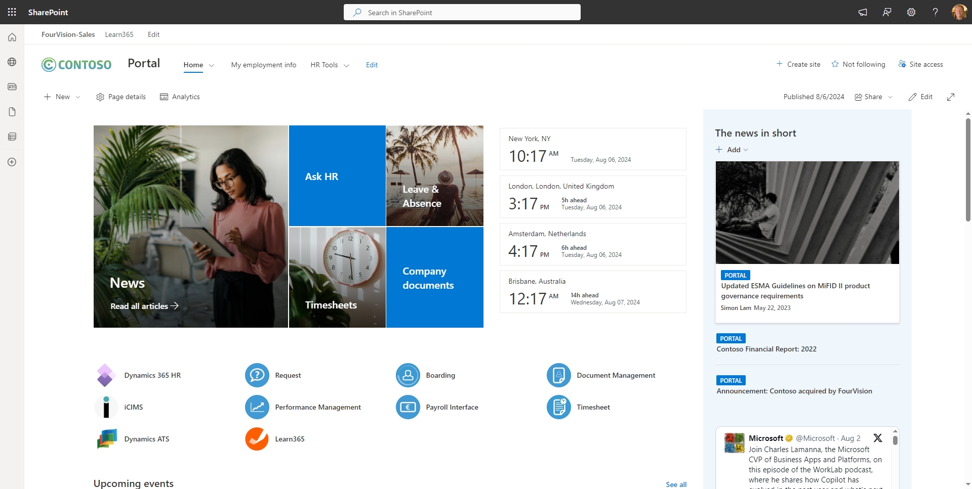 FourVision HR portal for Dynamics 365 HR