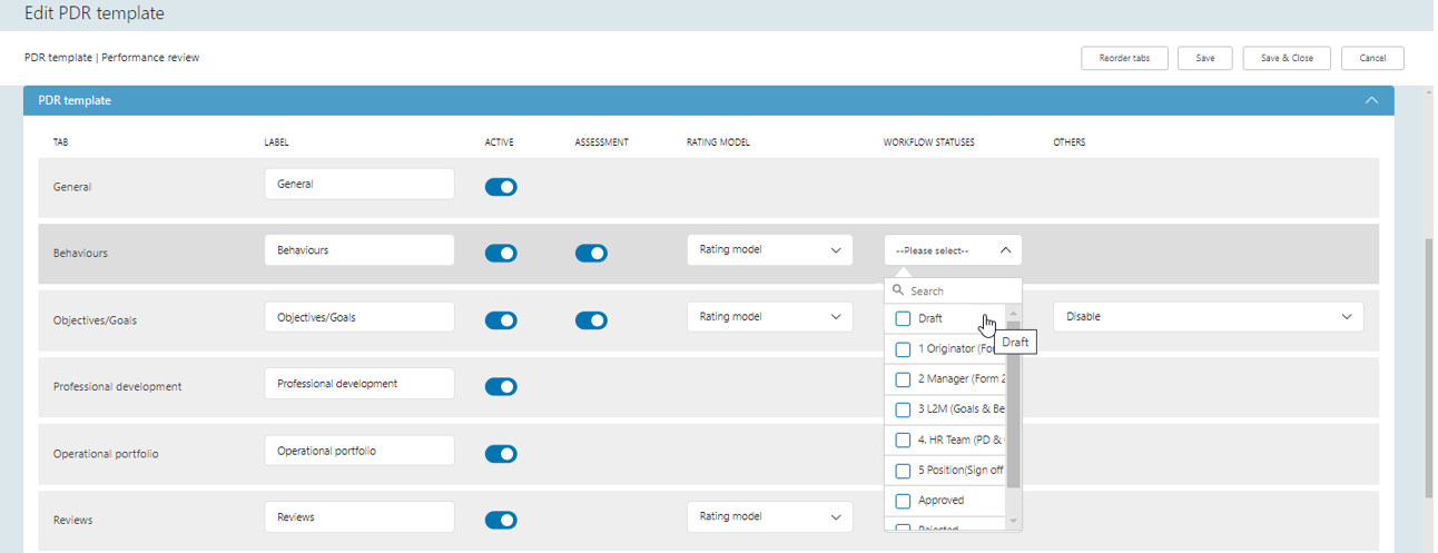 PDR Tab Visible Based on Workflow Status