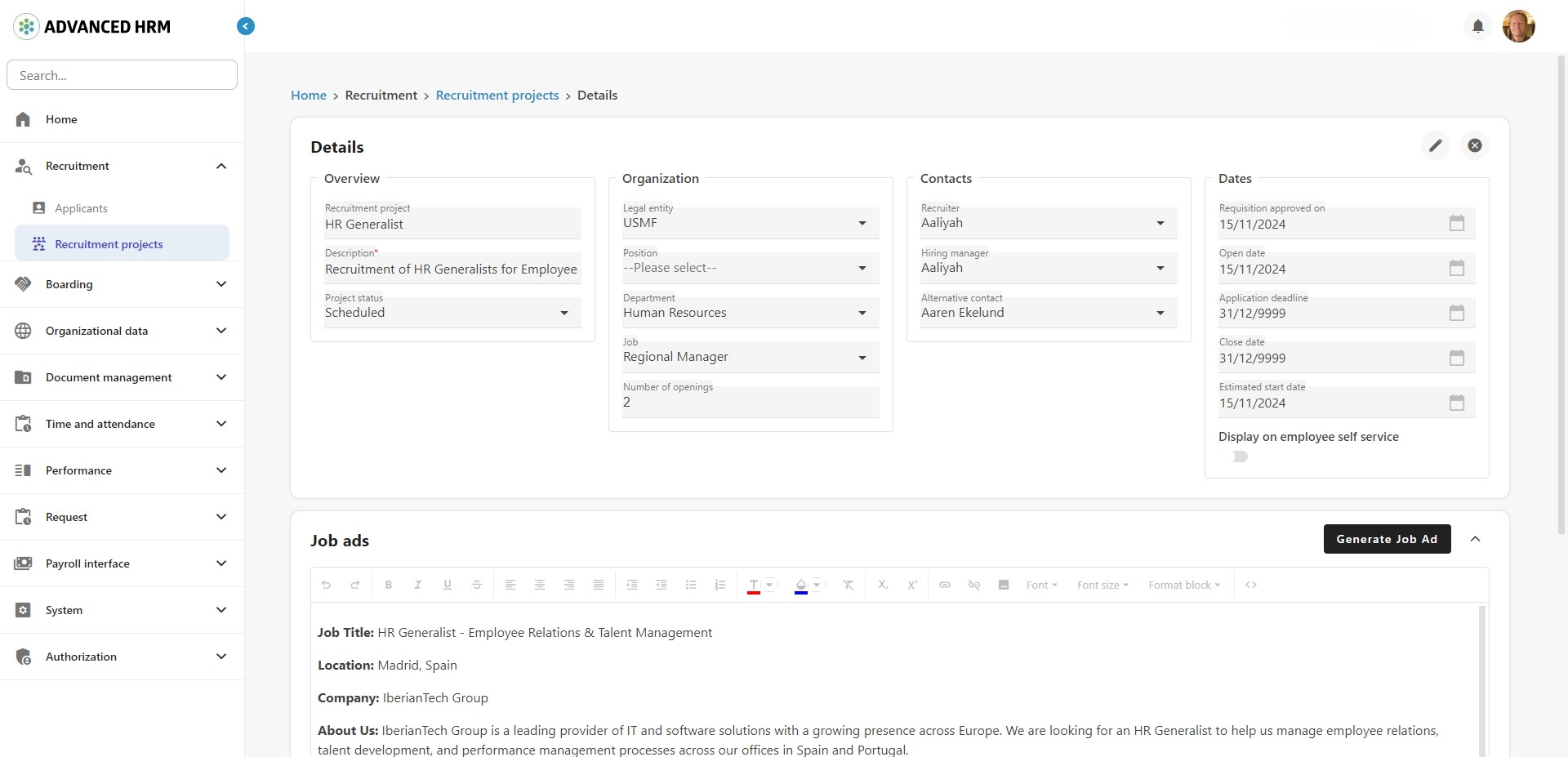 Advanced HRM Creating a Recruitment Project with AI